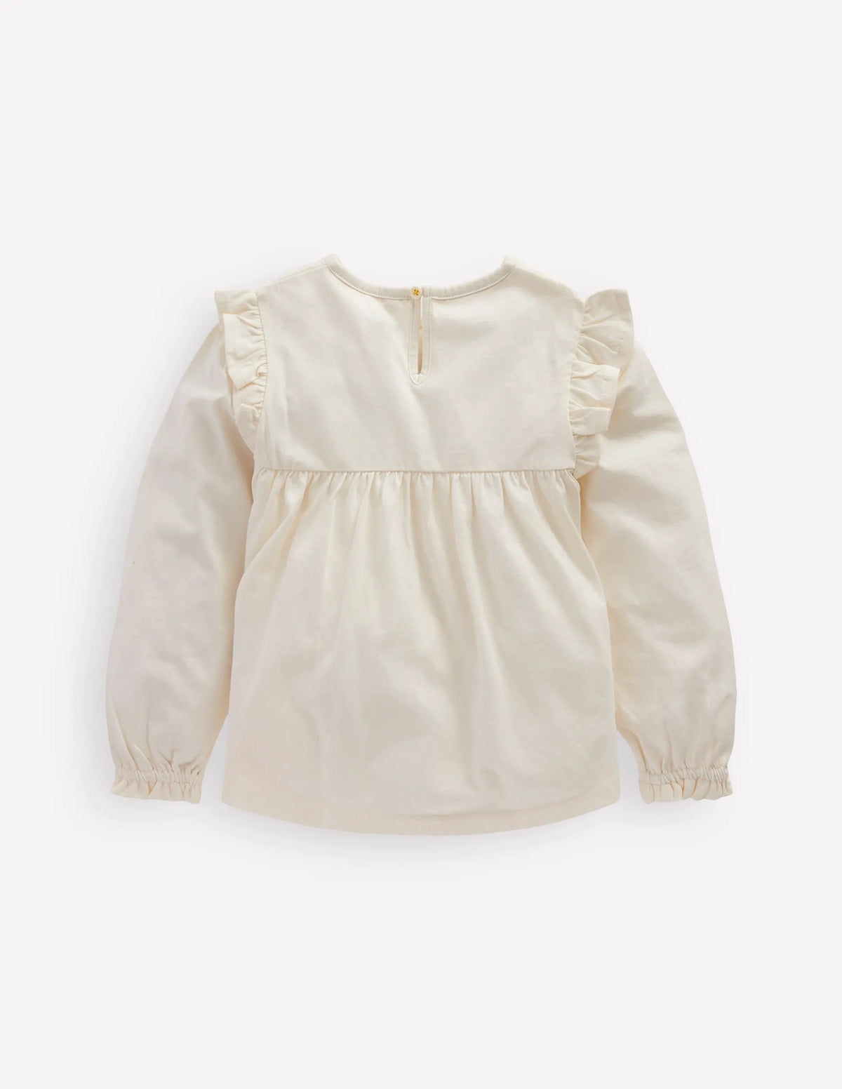 Embroidered Jersey Yoke Top-Soft Ivory Embroidery