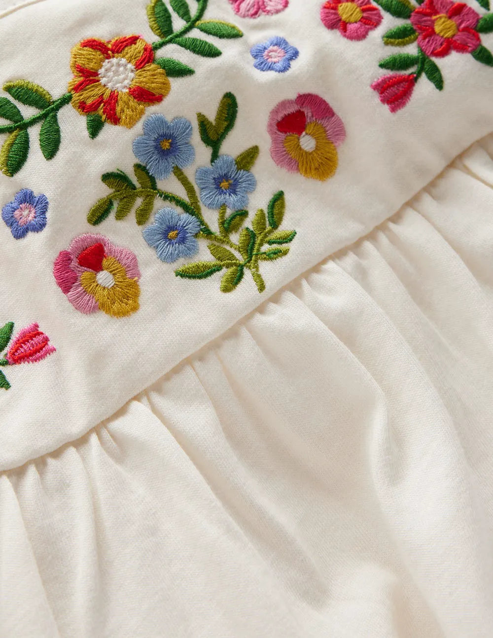 Embroidered Jersey Yoke Top-Soft Ivory Embroidery