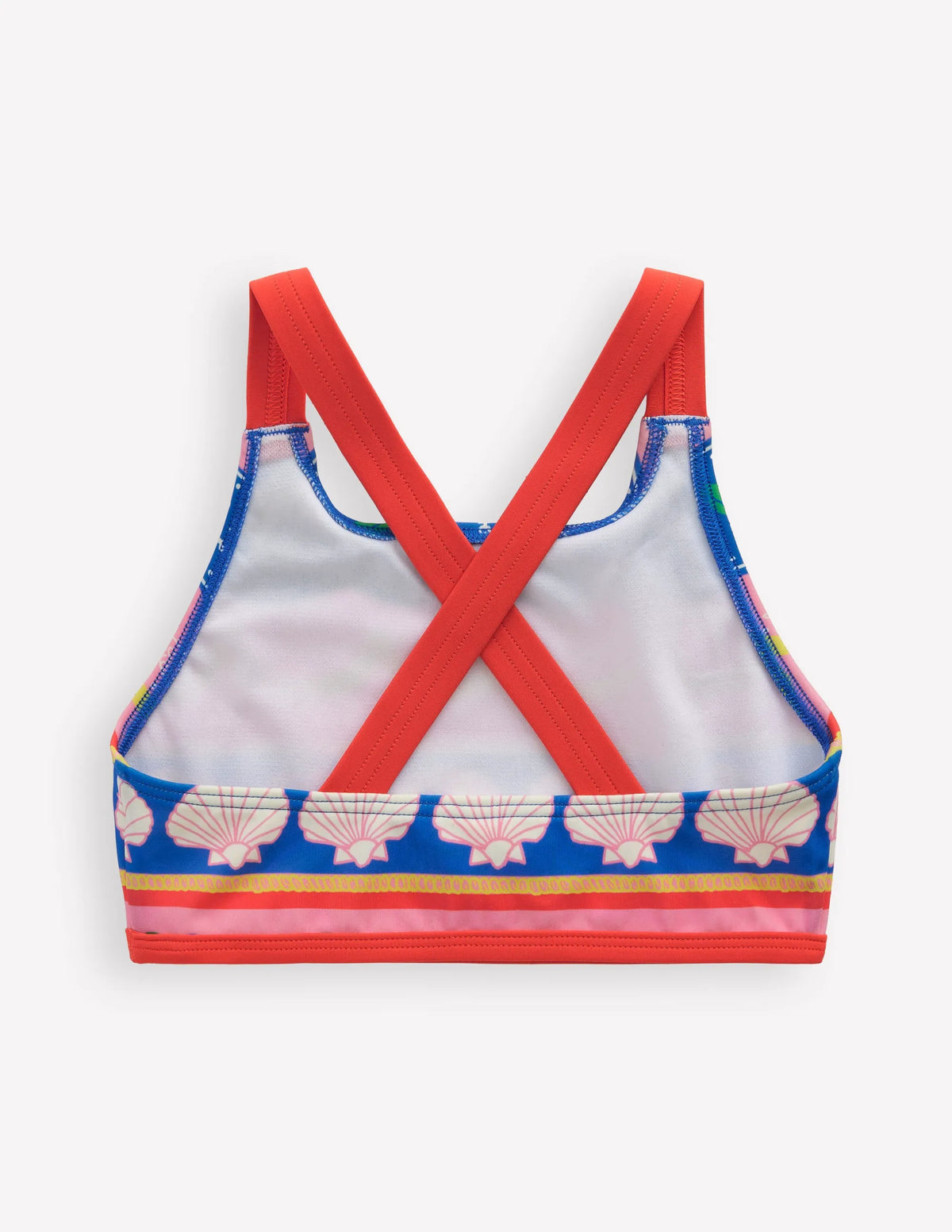 Cross-back Bikini Top-Multi Sea Shell Stripe