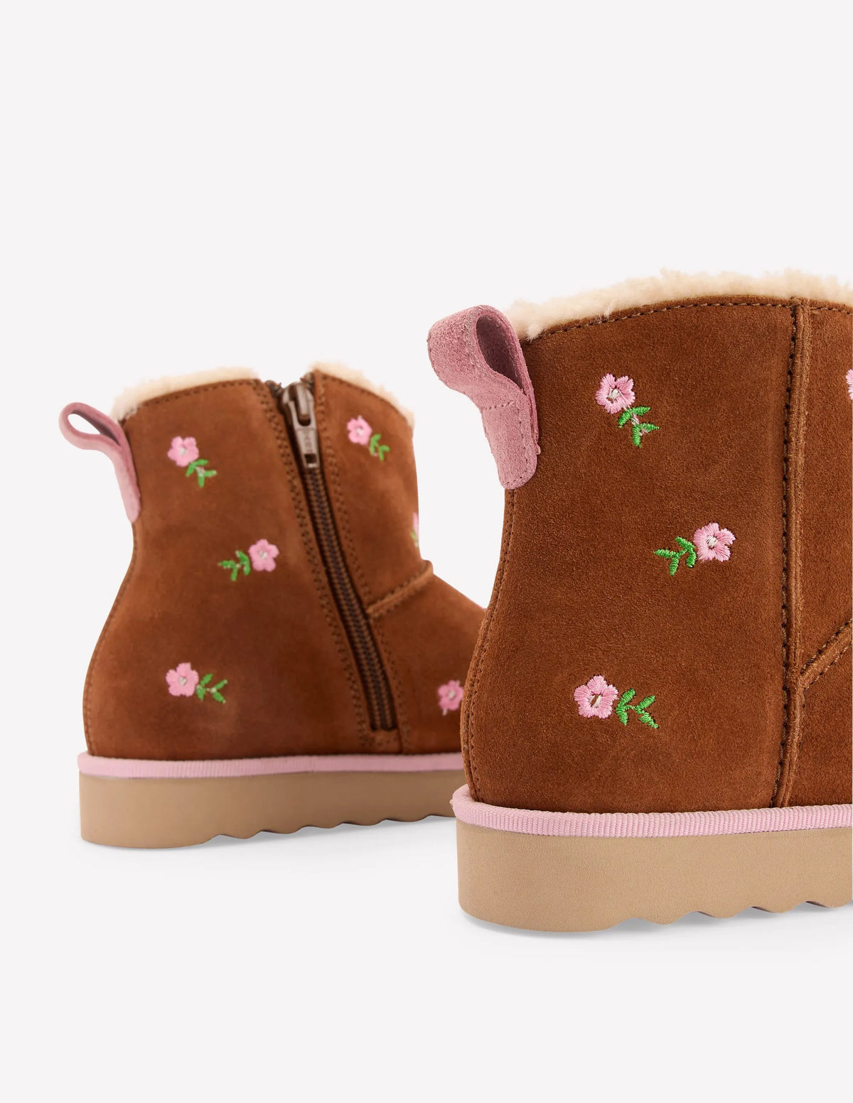 Embroidered Cosy Boots-Embroidered Tan