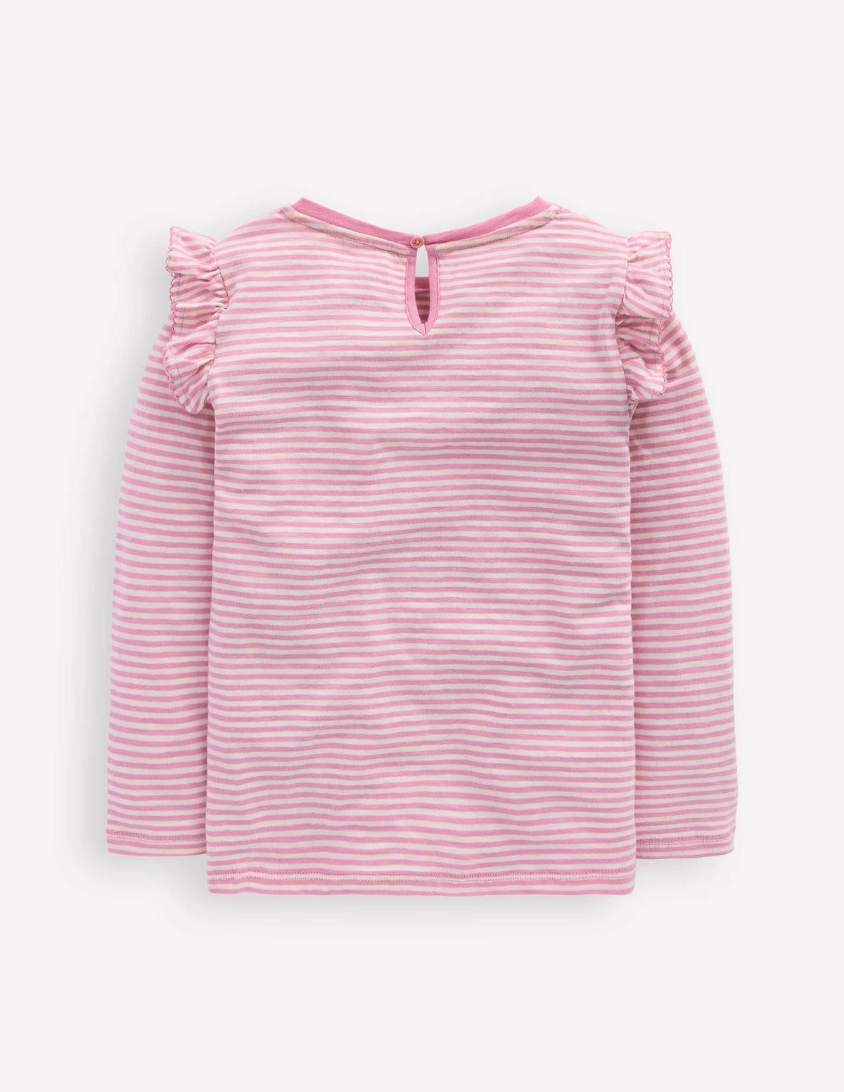 Frill Sleeve Slub Top-Soft Ivory/Pink Haze Stripe
