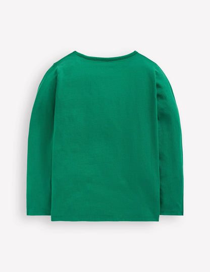 Long Sleeve Bouclé T-shirt-Pine Green Robin