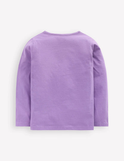 Long Sleeve Bouclé T-shirt-Aster Purple Popcorn Bunny