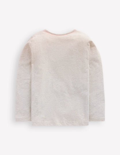 Long Sleeve Riso T-Shirt-Oatmeal Marl Dogs