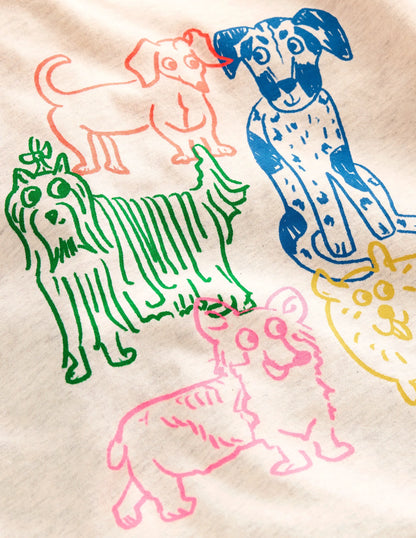 Long Sleeve Riso T-Shirt-Oatmeal Marl Dogs