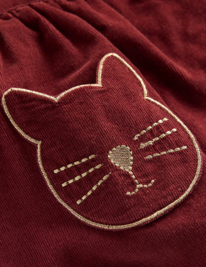 Button-through Mini Skirt-Chestnut Cats