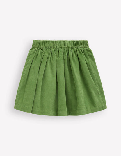 Button-through Mini Skirt-Broccoli Green Flowers