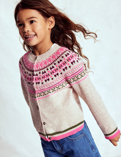 Edie Fair Isle Cardigan-Oatmeal Heritage Fair Isle