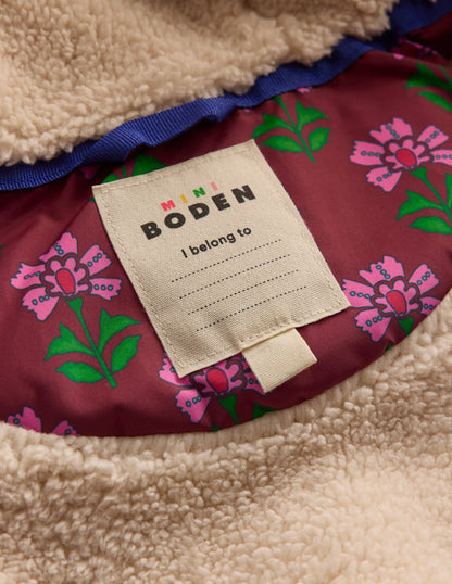 2-in-1 Padded Coat-Multi Woodblock Flower