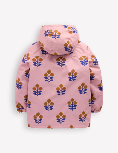 4-in-1 Waterproof Coat-Vintage Pink Floral Stamp