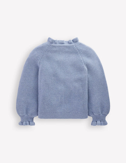 Pretty Embroidered Cardigan-Glacier Blue