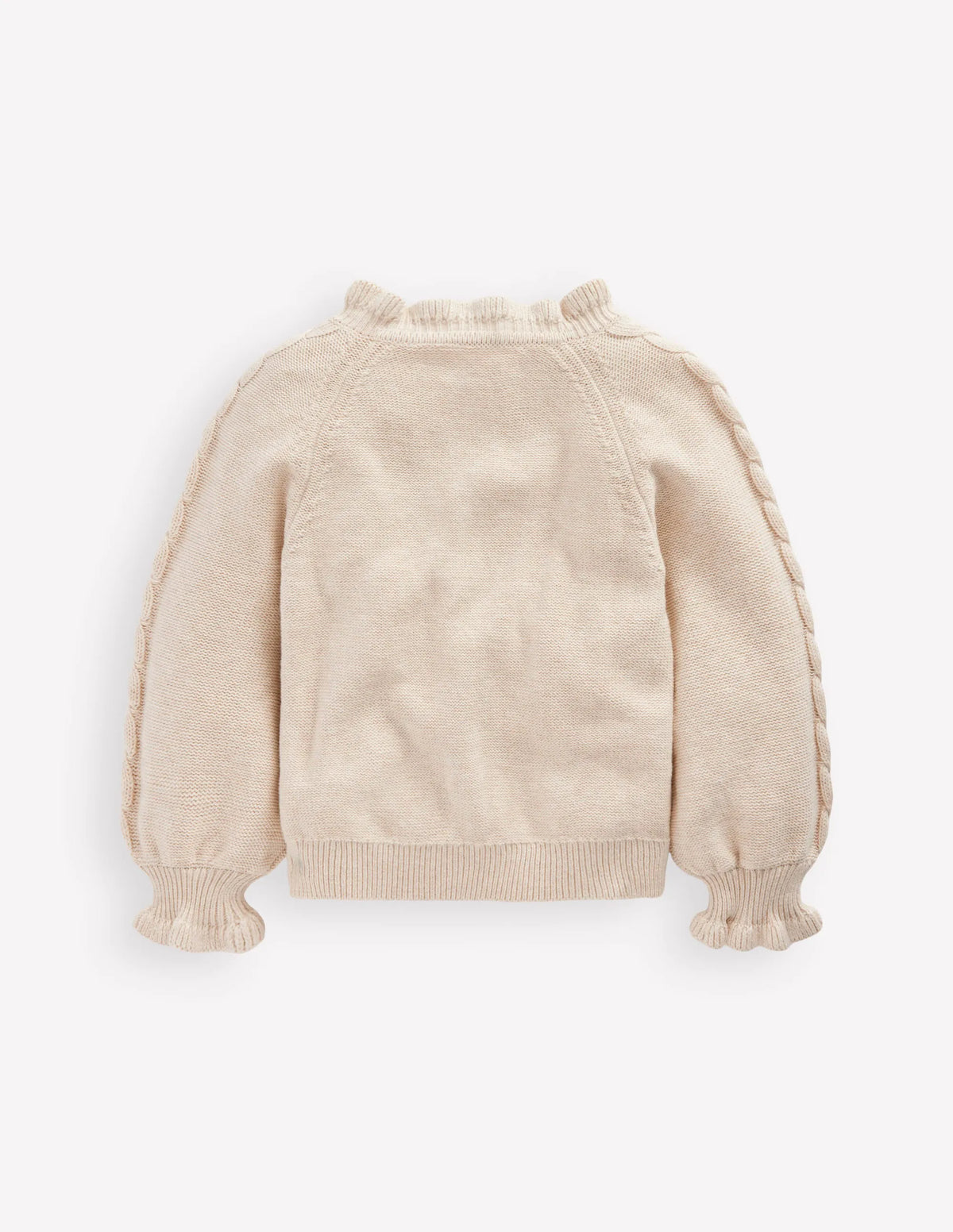 Pretty Embroidered Cardigan-Oatmeal Marl