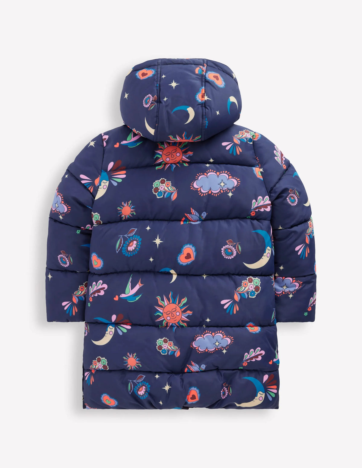 Longline Padded Coat-College Navy Spaced Paisley