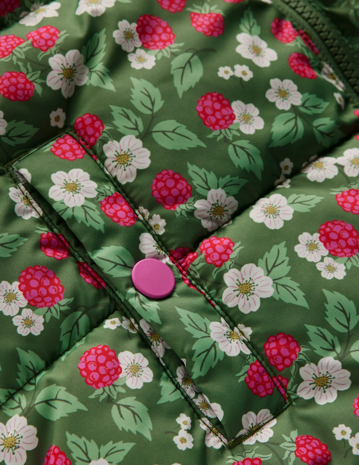 Reversible Padded Borg Coat-Safari Green Vintage Berry
