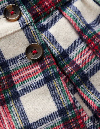 Fully Lined Button Kilt-Red and Soft Ivory Tartan