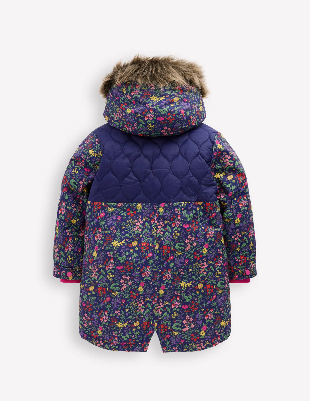 Joni Quilted Parka Coat-Blue Flower Meadow
