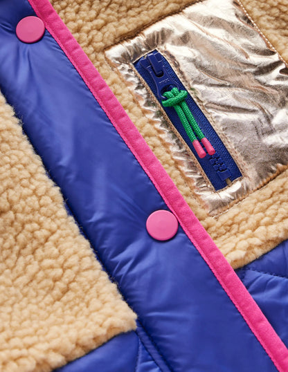 Cosy Longline Coat-Multi Colourblock