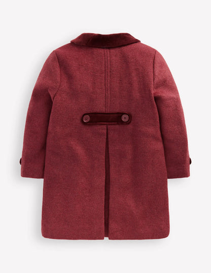 Wool Blend Coat-Chestnut Swan Embroidery