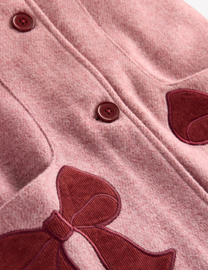 Wool Blend Coat-Pink Haze Bows