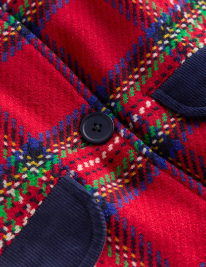 Wool Blend Coat-Red Check