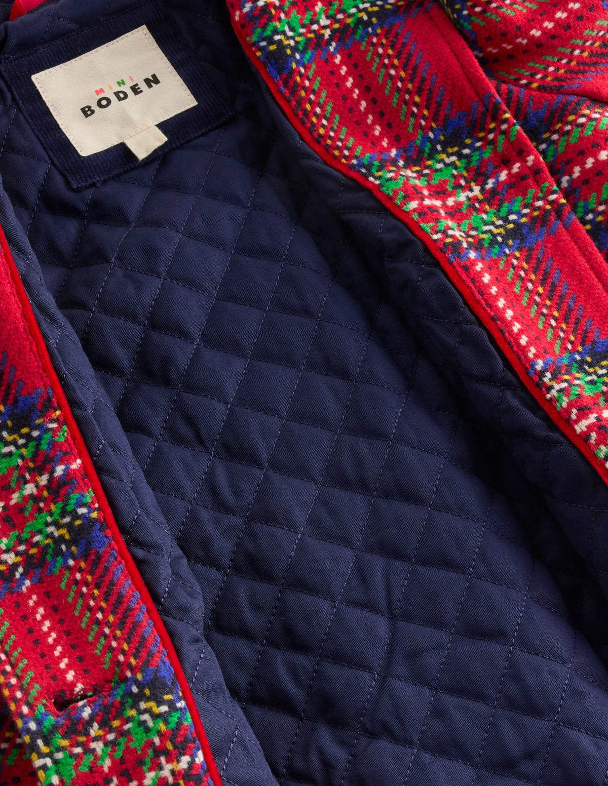 Wool Blend Coat-Red Check