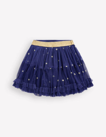 Interest Tulle Skirt-Navy Stars