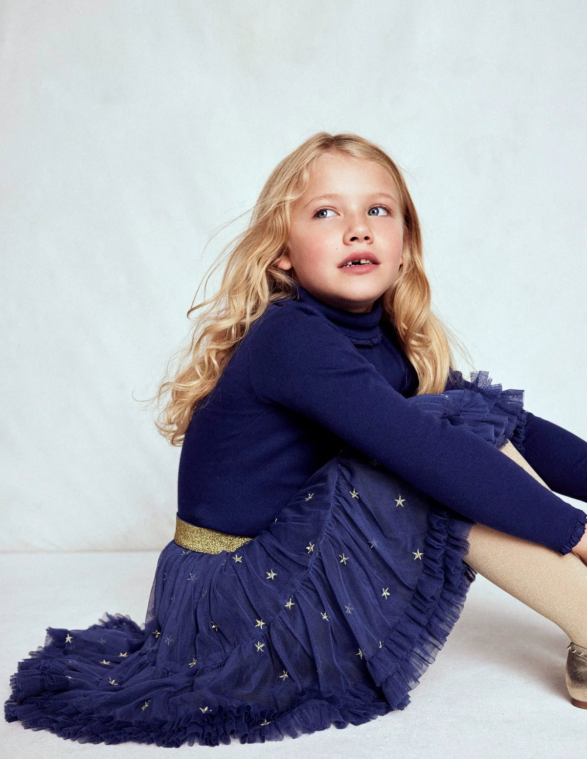 Interest Tulle Skirt-Navy Stars