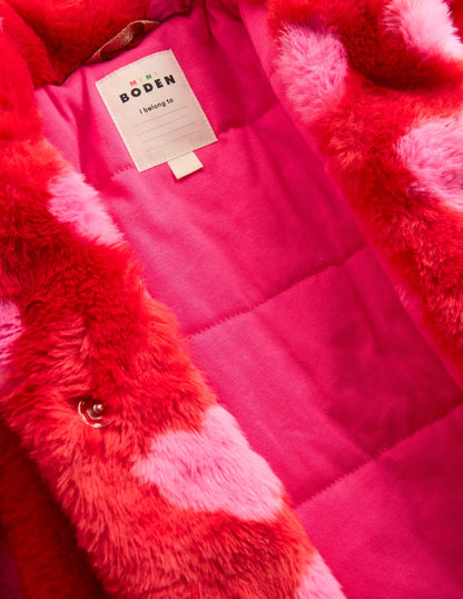Faux Fur Collared Coat-Hearts