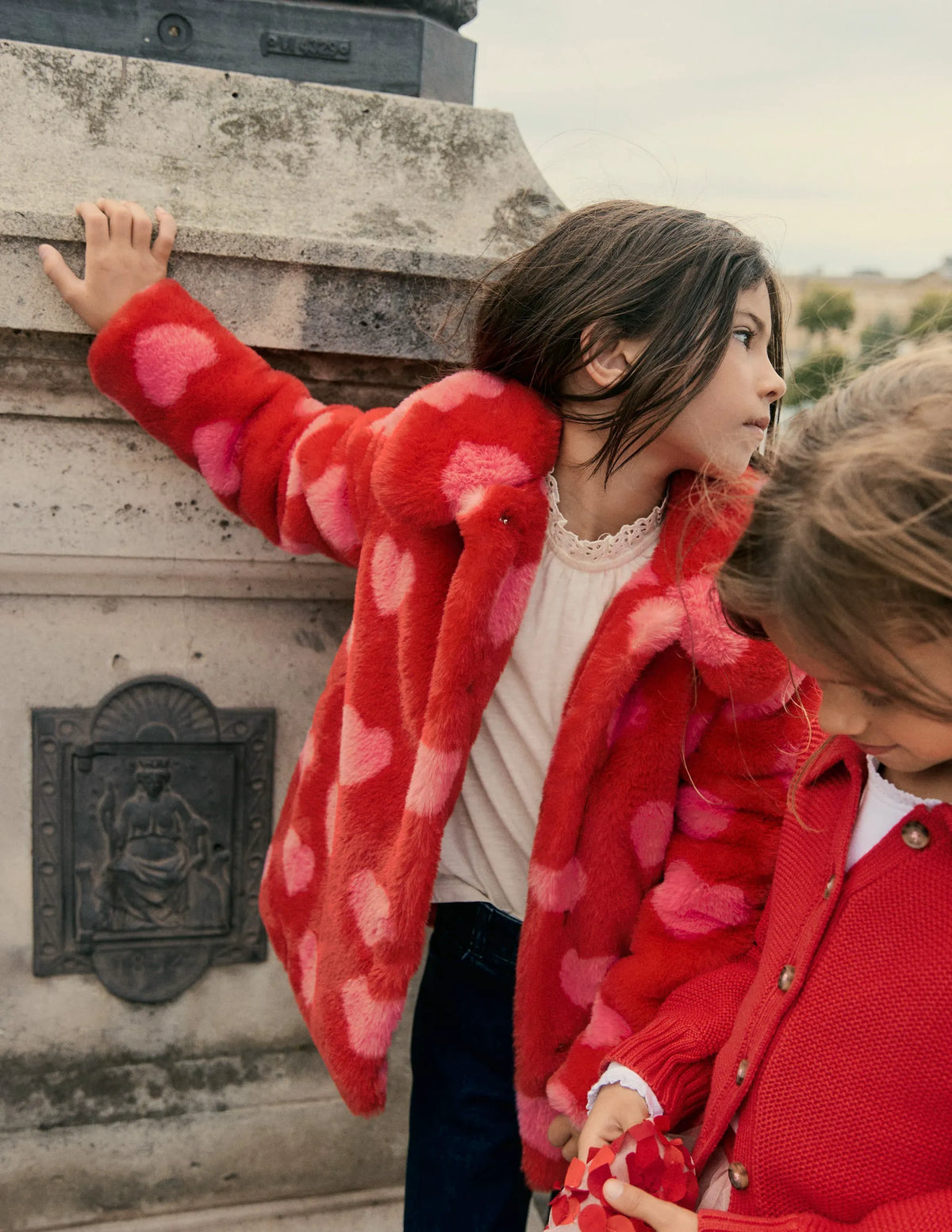 Faux Fur Collared Coat-Hearts