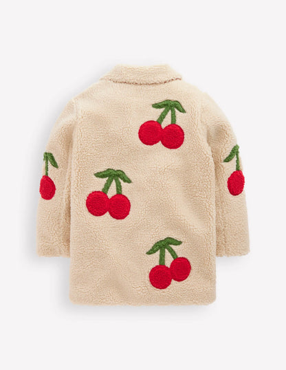 Borg Interest Jacket-Cherry Applique