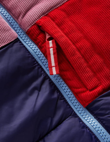 Cosy Puffer Jacket-Metallic Colourblock