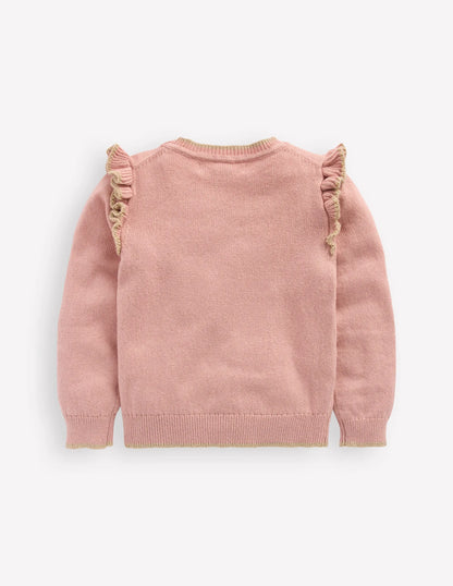 Fun Frill Logo Sweater-Vintage Pink Gingerbread House