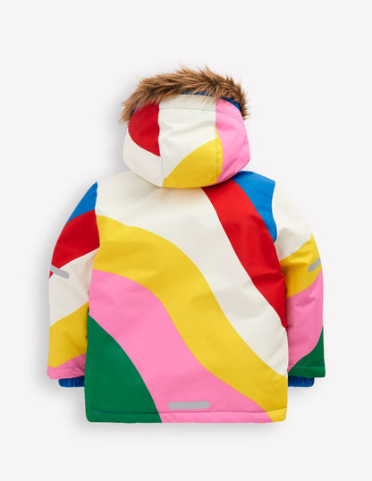 All-Weather Waterproof Coat-Multi Rainbow Stripe