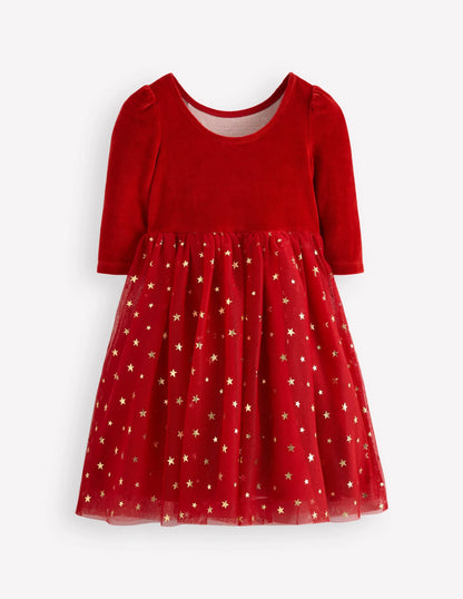 Aurora Appliqué Tulle Dress-Carmine Red Nutcracker