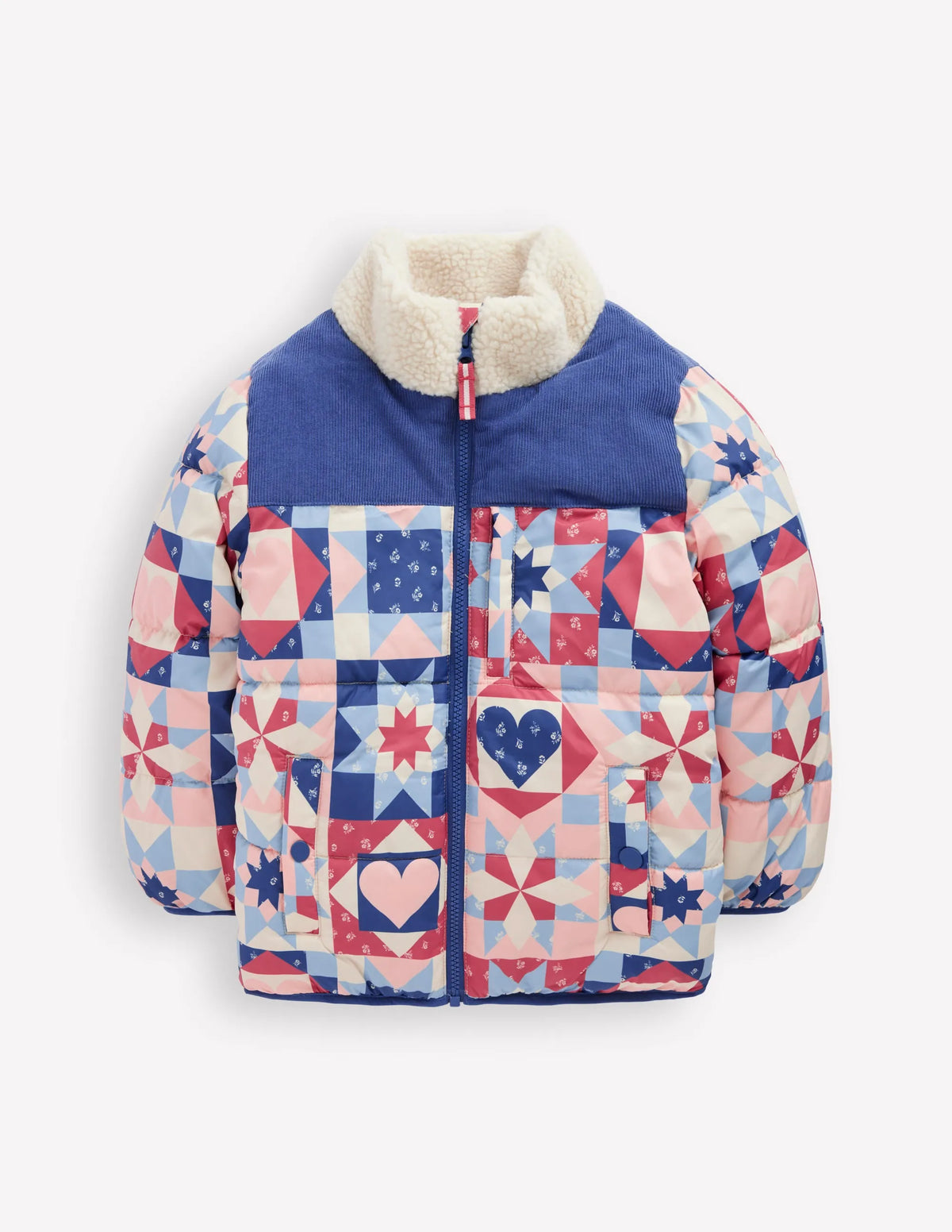 Cosy Puffer Jacket-Alaskan Blue Patchwork