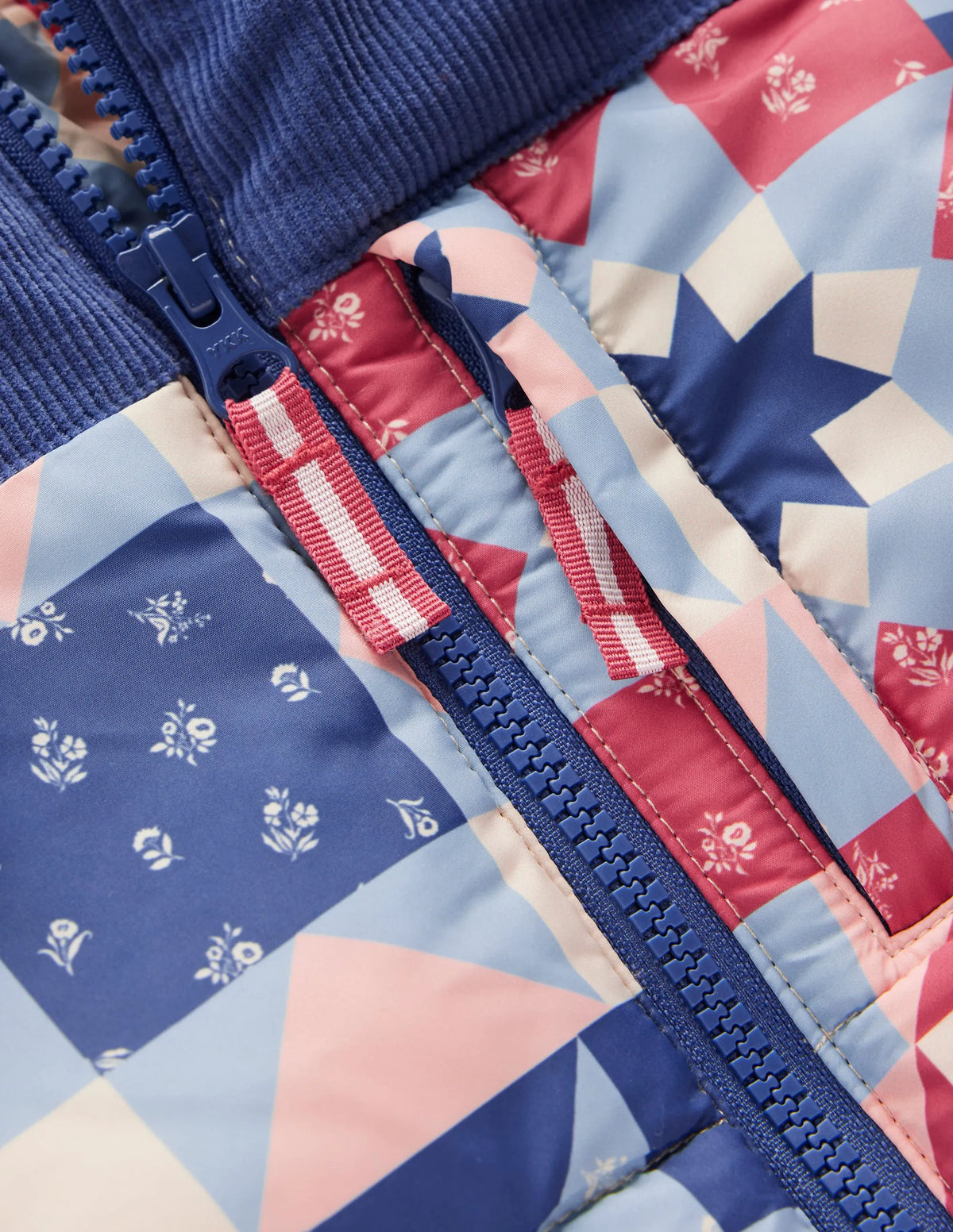 Cosy Puffer Jacket-Alaskan Blue Patchwork