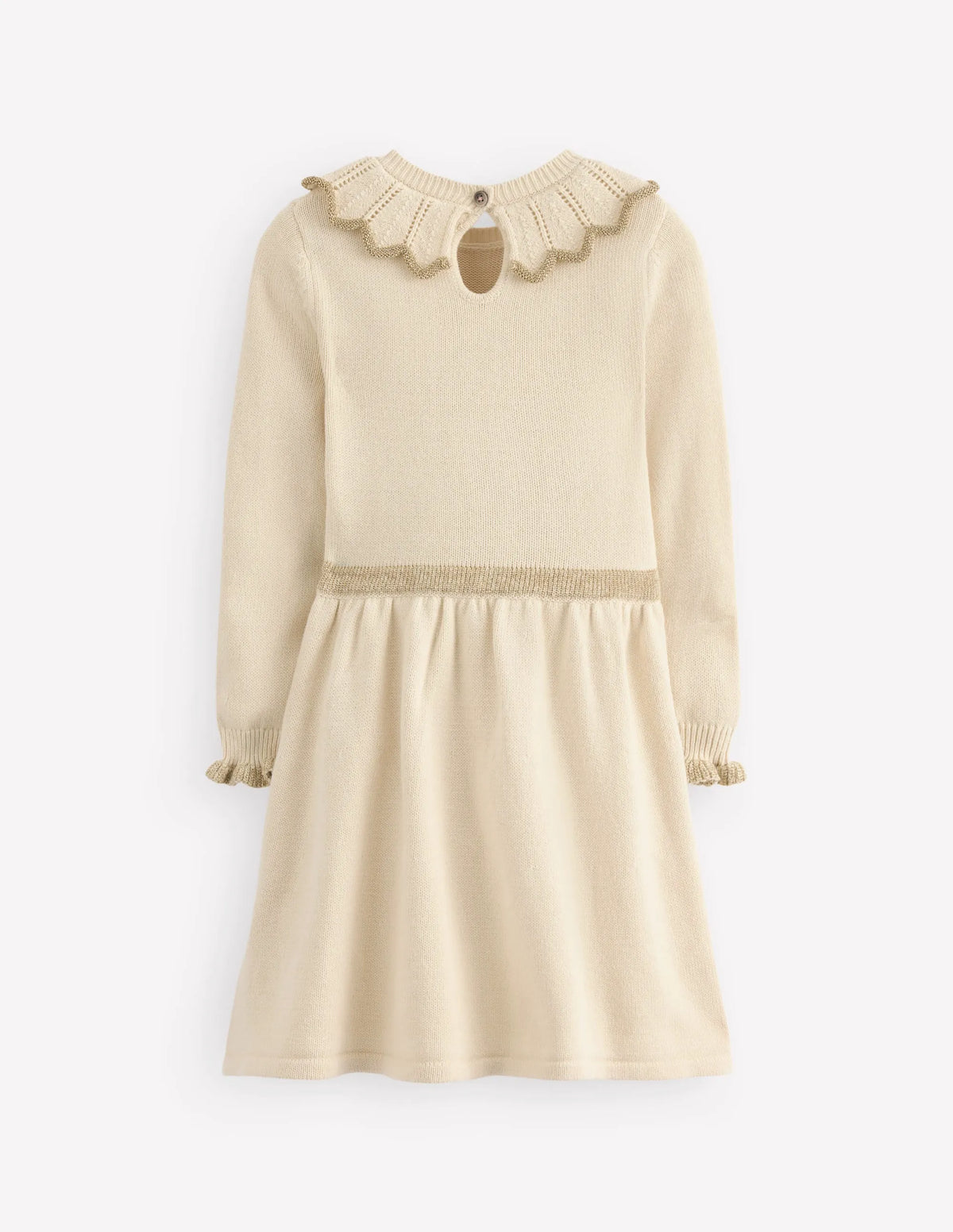 Pretty Collared Knitted Dress-Soft Ivory
