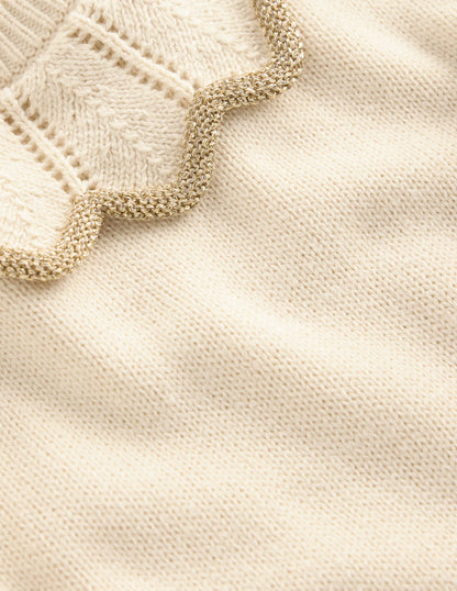 Pretty Collared Knitted Dress-Soft Ivory