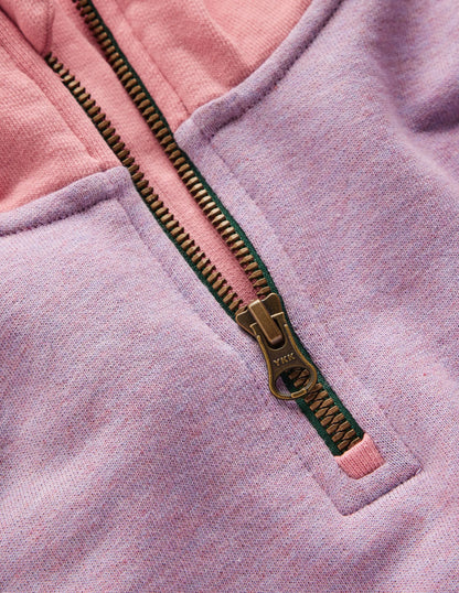 Half Zip Sweat Dress-Colour Block Marl