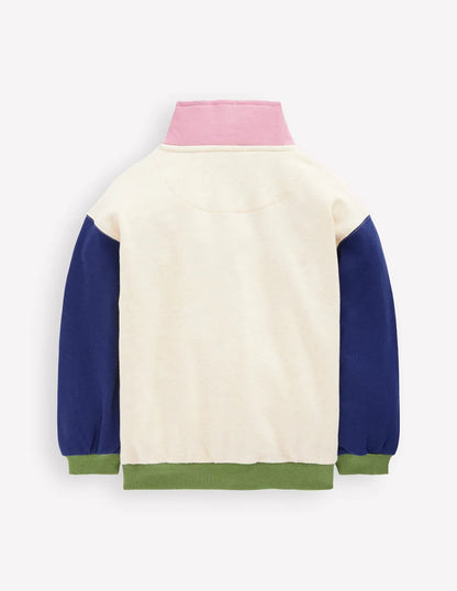 Half-zip Sweatshirt-Oatmeal Marl Colourblock