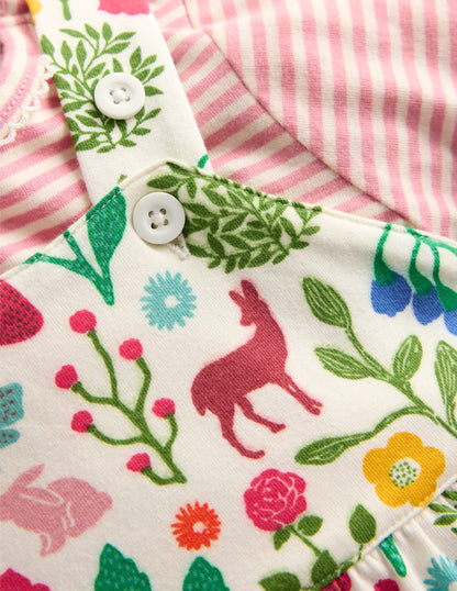 Jersey Overalls Set-Ivory Woodland Walk