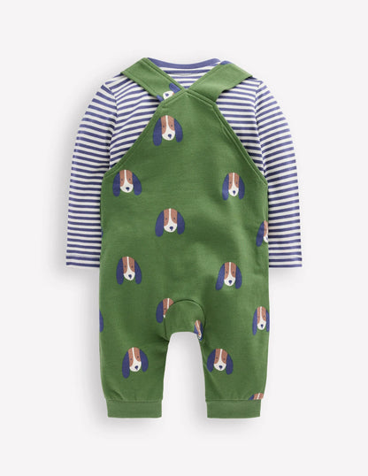Jersey Overalls Set-Green Dogs
