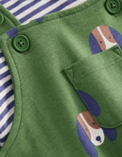 Jersey Overalls Set-Green Dogs