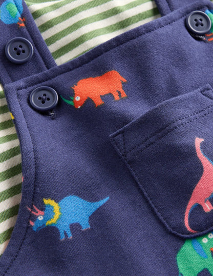 Jersey Overalls Set-Multi Prehistoric Animals