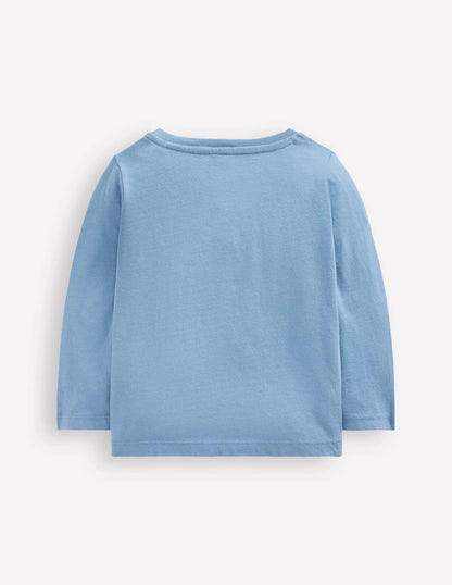Long Sleeve Appliqué T-Shirt-Blue Rockets