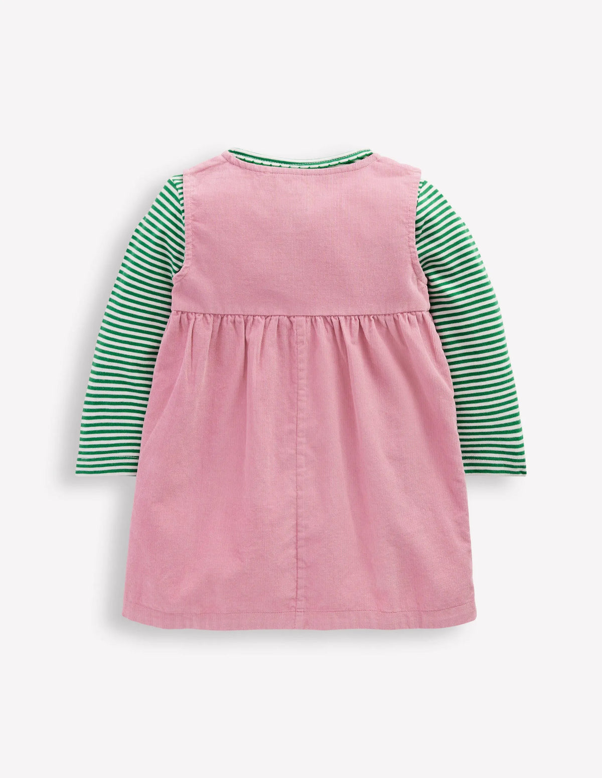 Woven Pinny Dress Set-Pink Apple