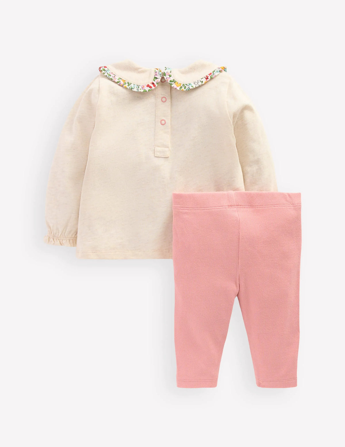 Collared Jersey Set-Oatmeal Marl