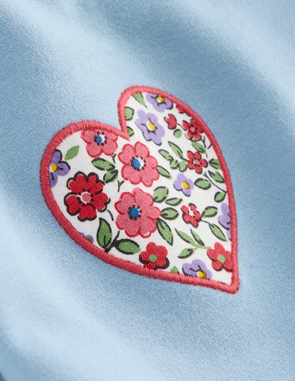 Appliqué Jersey Play Set-Blue Floral Hearts