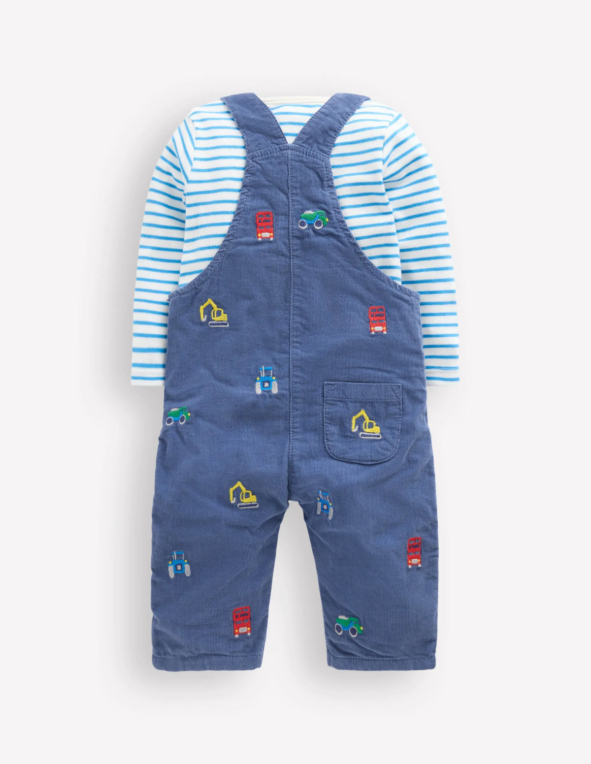 Novelty Cord Overalls Set-Blue Transport