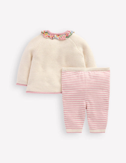 Appliqué Knitted Play Set-Ecru Marl Hearts